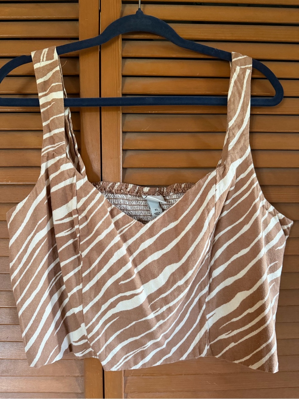 a new day Brown and Cream Zebra-Print Crop Tank